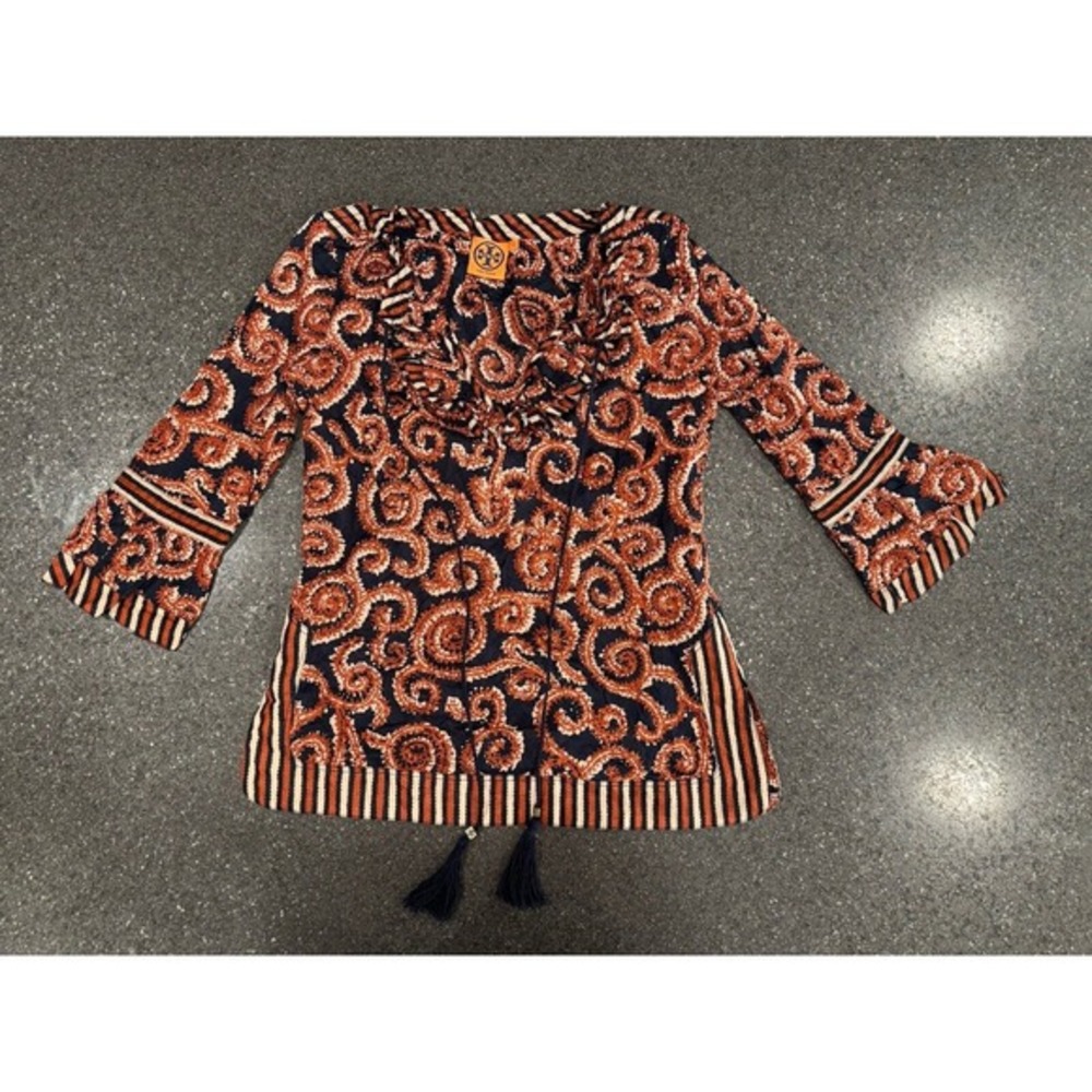 TORY BURCH Paisley Too pullover Smock Top Blouse 2